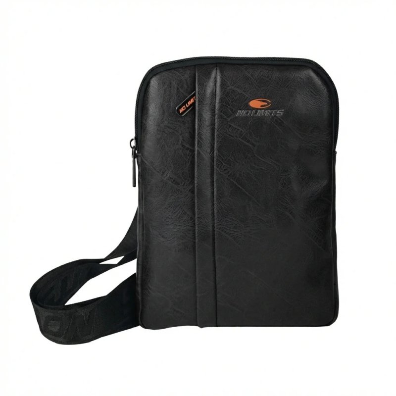 No Limits Men's Crossbody Bag, Adjustable Shoulder Strap, Waterproof, Orange Lining, Faux Leather, Large — view 13