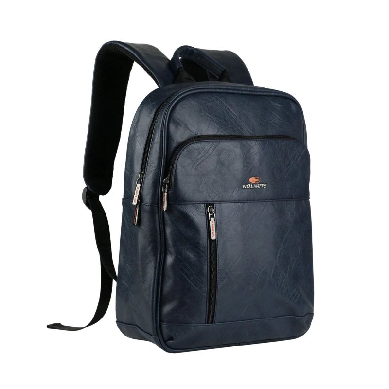 No Limits Laptop Backpack for Men and Women in Synthetic Leather, Waterproof with Orange Lining — view 7