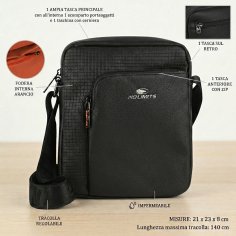 No Limits Men's Crossbody Bag, Adjustable Strap, Waterproof, Multiple Pockets, Orange Lining, Faux Leather, Medium 2