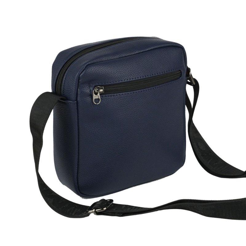 No Limits Men's Crossbody Bag, Adjustable Strap, Waterproof, Multiple Pockets, Orange Lining, Faux Leather, Small — inside