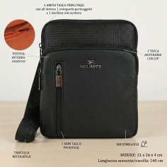 No Limits Sacoche Homme Réglable, Imperméable, Poches Multiples, Doublure Orange, Cuir Synthétique, Grande 2