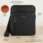 No Limits Men's Crossbody Bag, Adjustable Shoulder Strap, Waterproof, Multiple Pockets, Orange Lining, Faux Lea… — front view