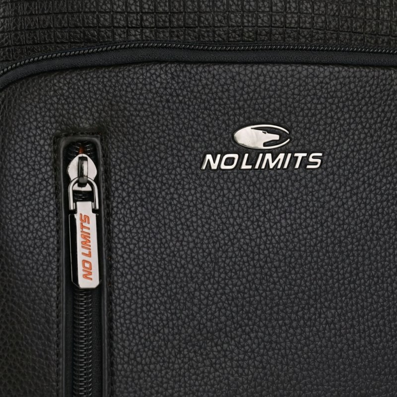No Limits Bolso Bandolera para Hombre Ajustable, Impermeable, con Bolsillos Múltiples y Forro Naranja… — detalle del logotipo