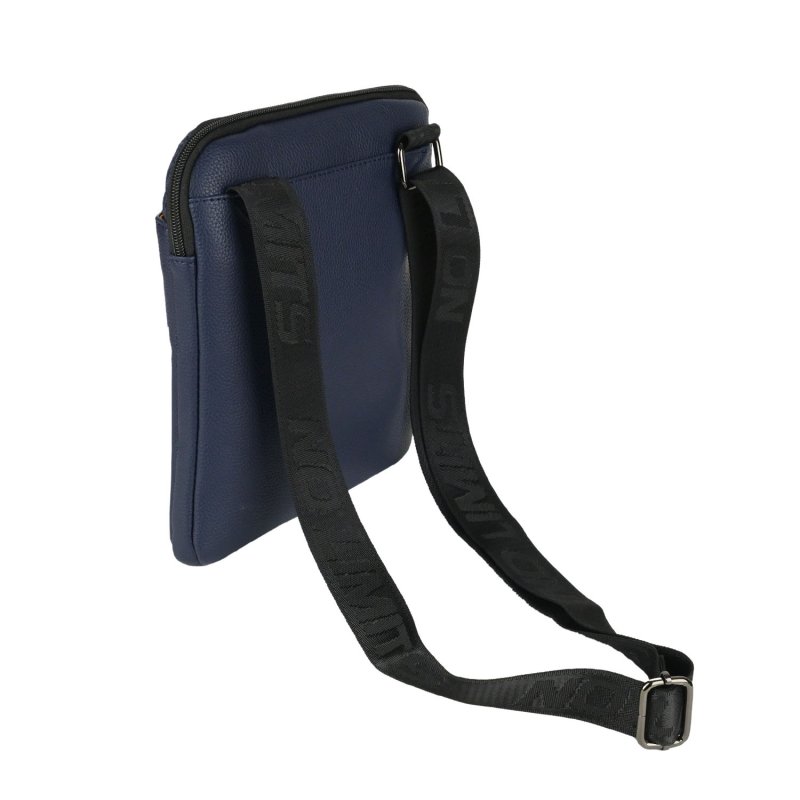 No Limits Men's Crossbody Bag, Adjustable Shoulder Strap, Waterproof, Orange Lining, Faux Leather, Large Slim — view 9