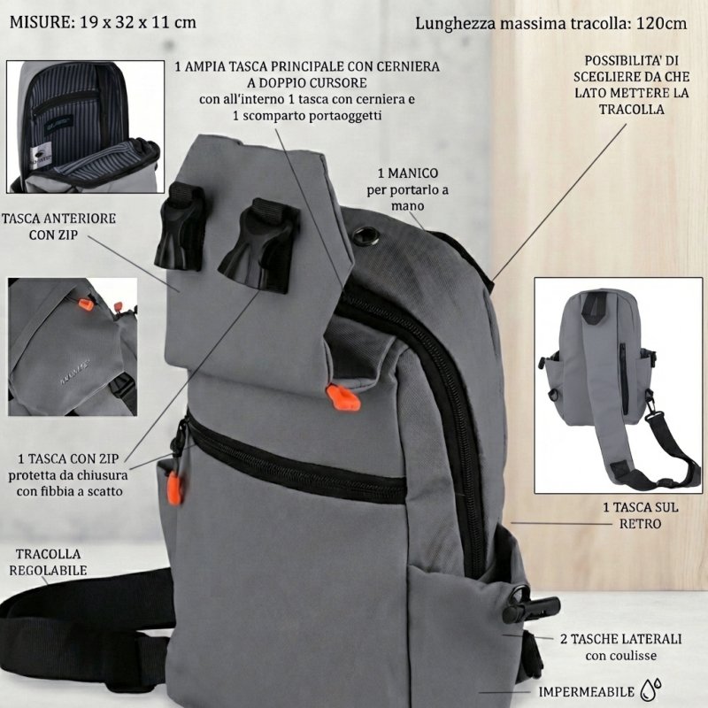 No Limits Men's Sling Backpack, Waterproof, Sporty, Adjustable Strap, Anti-Theft Pocket — view 10