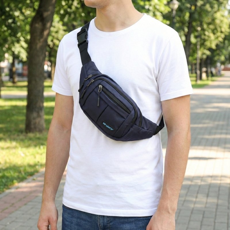 NO LIMITS Sports Belt Bag in Scratch-Resistant Fabric, 4 Zip Pockets, Adjustable 90cm Strap — view 11