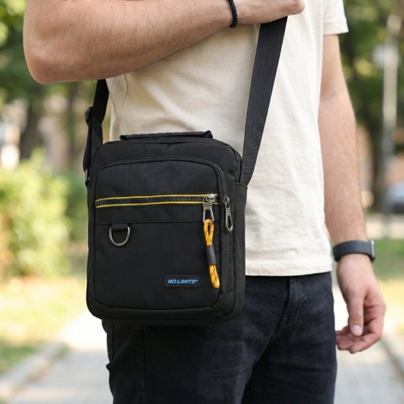 No Limits Men's Crossbody Bag, Adjustable Strap, Scratch-Resistant Fabric, Sporty Design, Multi-Pocket with Mult… — back view