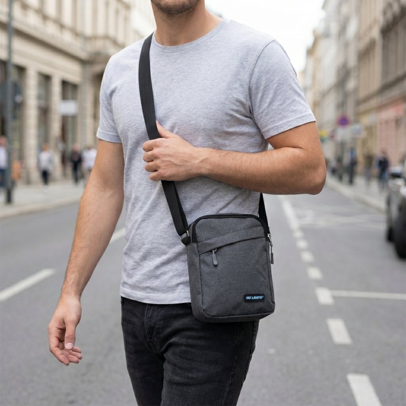 No Limits Herren-Umhängetasche mit verstellbarem Trageriemen, kratzfestes Gewebe, sportliches Design, viele Fäc… — Ansicht 11