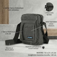 No Limits Men's Crossbody Bag with Adjustable Strap, Scratch-Resistant Fabric, Sporty Design, Multi-Pocket 2