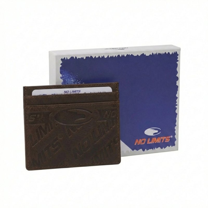 No Limits Tarjetero de Crédito Fino en Piel Auténtica Efecto Envejecido, Hombre y Mujer, con Caja — detalle
