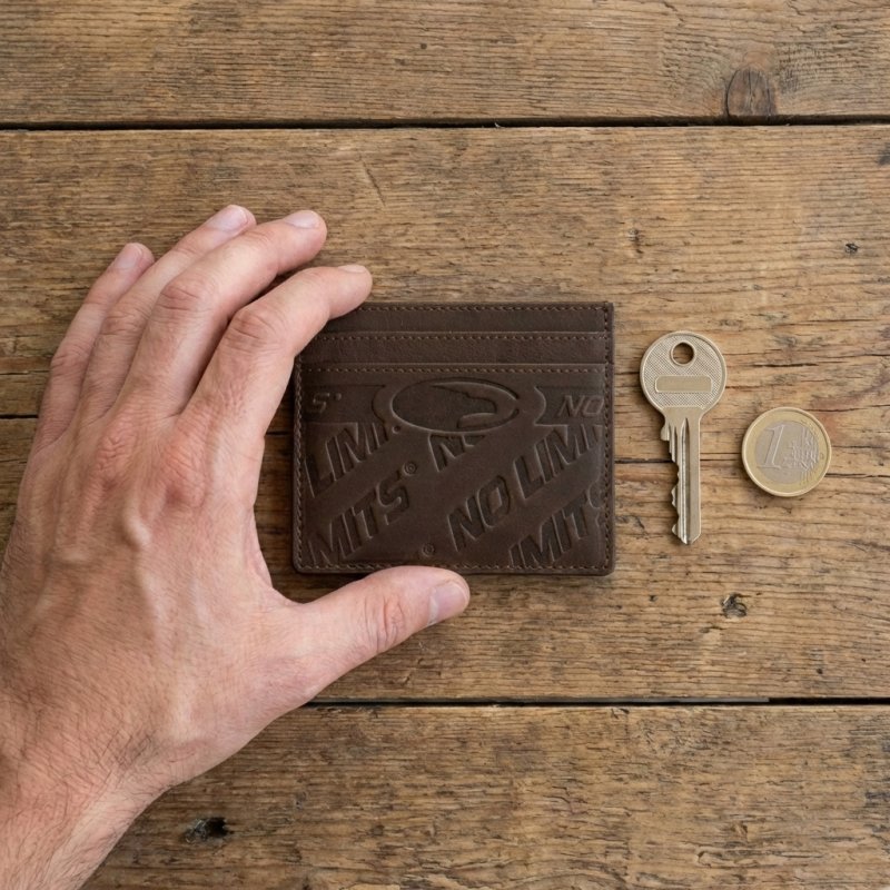 No Limits Slim Credit Card Holder in Genuine Leather, Aged Effect, Men's and Women's, With Box — inside