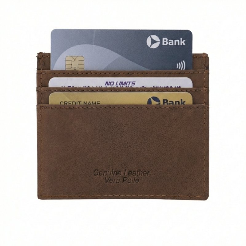 No Limits Porte-Cartes de Crédit Fin en Cuir Véritable Effet Vieilli, Homme et Femme, avec Boîte — vue 12