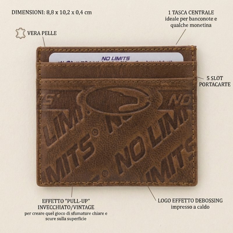No Limits Porte-Cartes de Crédit Fin en Cuir Véritable Effet Vieilli, Homme et Femme, avec Boîte — vue 13
