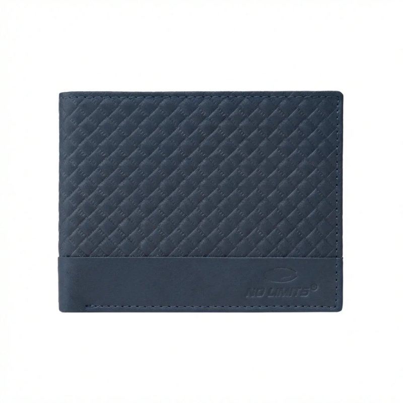 No Limits Men's Genuine Leather Wallet, Elegant Woven Design, With Wooden Gift Box