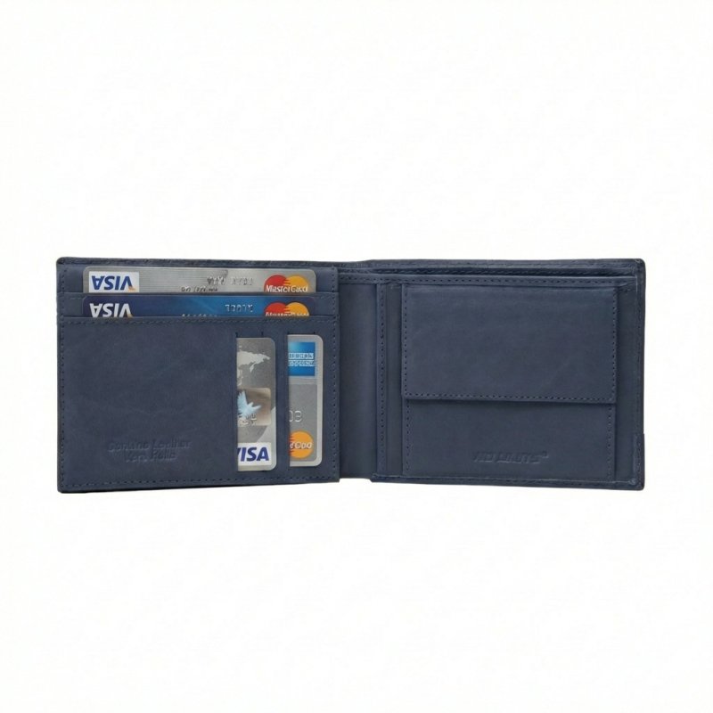 No Limits Men's Genuine Leather Wallet, Elegant Woven Design, With Wooden Gift Box — front view