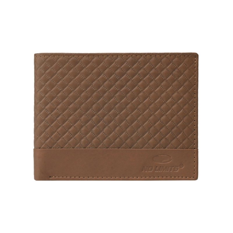 No Limits Men's Genuine Leather Wallet, Elegant Woven Design, With Wooden Gift Box — detail