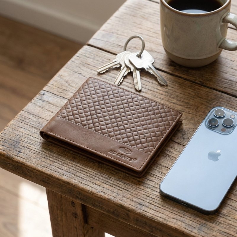 No Limits Herren-Geldbörse aus Echtleder, Elegantes Geflochtenes Design, mit Holz-Geschenkbox — Ansicht 8