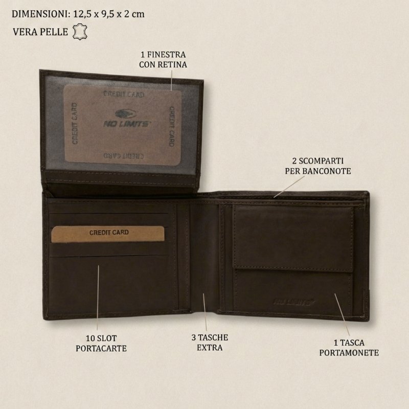 No Limits Men's Genuine Leather Wallet, Elegant Woven Design, With Wooden Gift Box — view 11
