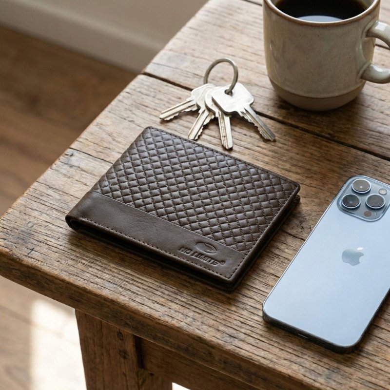 No Limits Cartera de Hombre en Piel Auténtica, Elegante Diseño Trenzado, con Caja de Regalo de Madera — vista 12