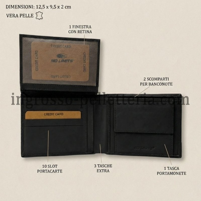 No Limits Men's Genuine Leather Wallet, Elegant Woven Design, With Wooden Gift Box — view 15