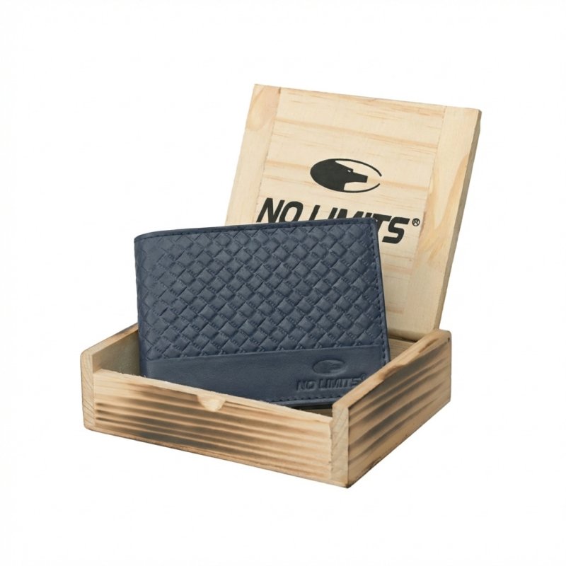 No Limits Herren-Geldbörse aus Echtleder, Elegantes Geflochtenes Design, mit Holz-Geschenkbox — Ansicht 20