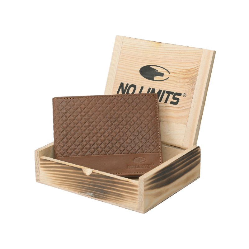 No Limits Herren-Geldbörse aus Echtleder Ohne Münzfach, Elegantes Geflochtenes Design, mit Holz-Geschenkbox — Ansicht 10