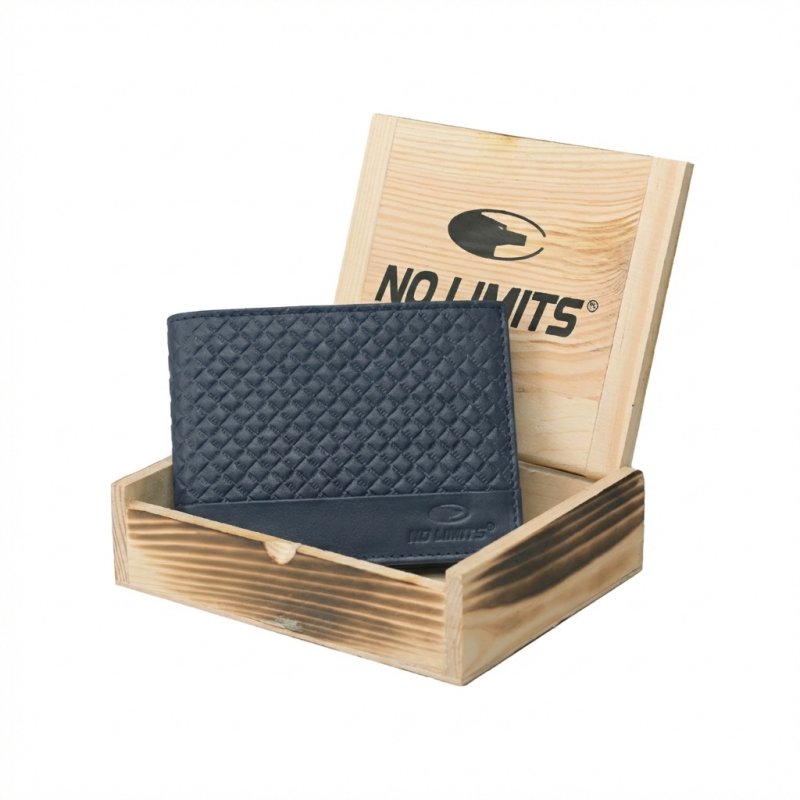 No Limits Men's Genuine Leather Wallet Without Coin Pocket, Elegant Woven Design, With Wooden Gift Box — view 20