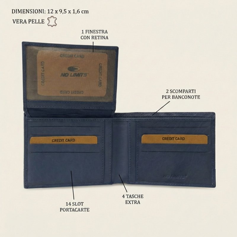 No Limits Portefeuille Homme en Cuir Véritable Sans Porte-Monnaie, Design Tressé Élégant, avec Boîte Cadeau en Bois — vue 18