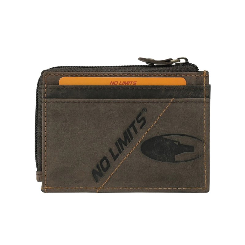 No Limits Porta Carte di Credito, Portafoglio in Vera Pelle Effetto Invecchiato Stile Vintage, Uomo Donna, … — dettaglio logo