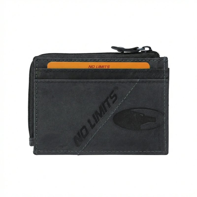 No Limits Tarjetero de Crédito, Cartera en Piel Auténtica Efecto Envejecido Estilo Vintage, Hombre Mujer, con Caja — vista 11