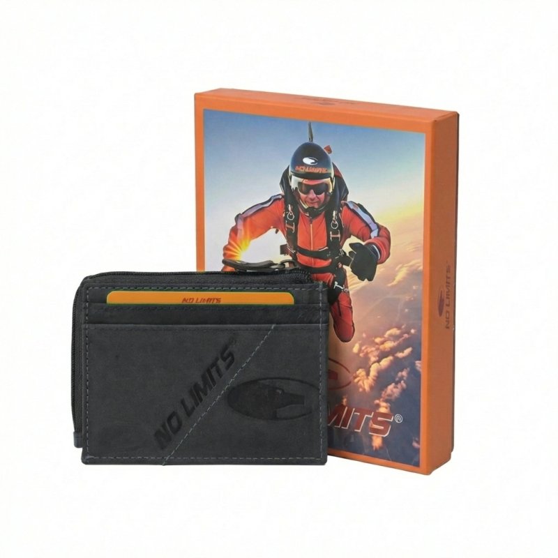 No Limits Tarjetero de Crédito, Cartera en Piel Auténtica Efecto Envejecido Estilo Vintage, Hombre Mujer, con Caja — vista 15