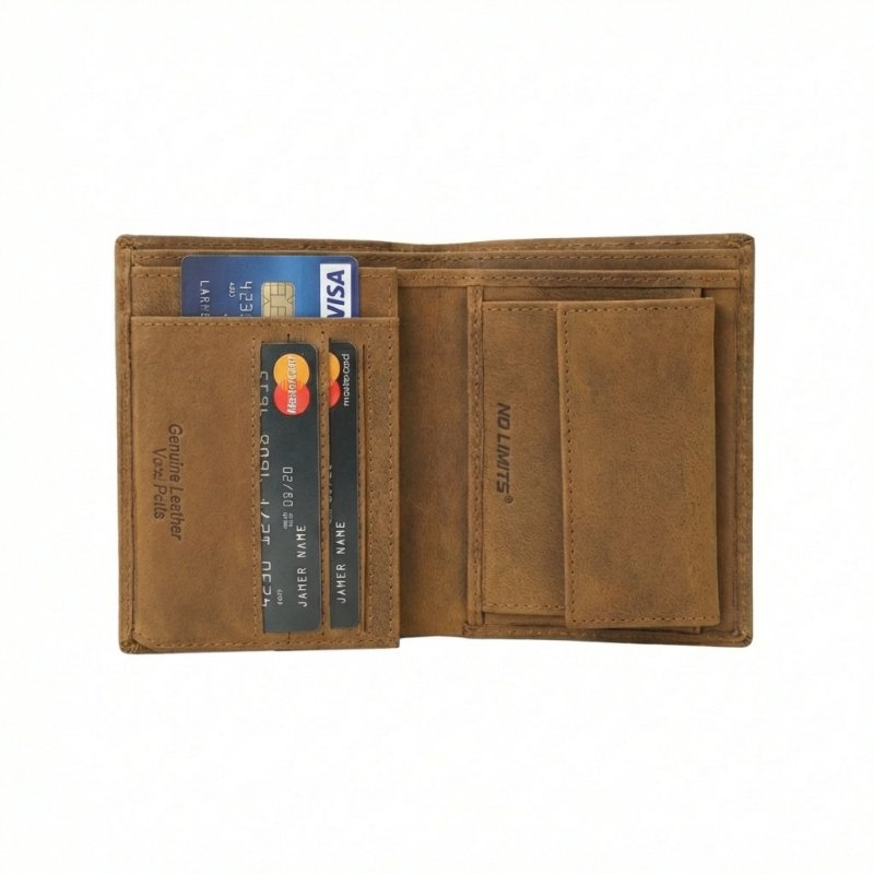 No Limits Portefeuille Homme Vertical, en Cuir Véritable Effet Vieilli Style Vintage, Avec Porte-Monnaie, avec… — vue de face