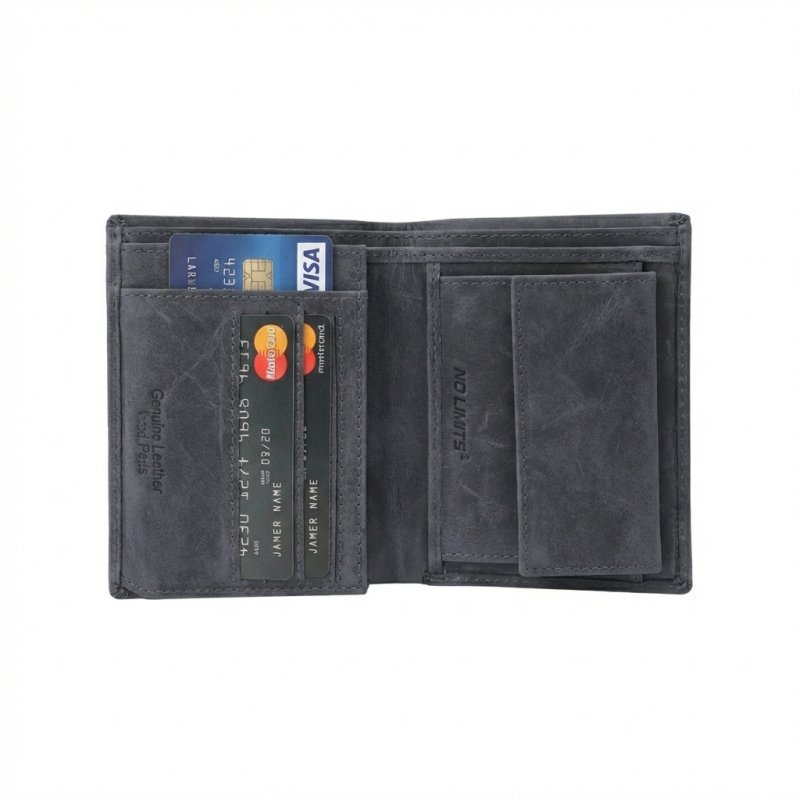 No Limits Portefeuille Homme Vertical, en Cuir Véritable Effet Vieilli Style Vintage, Avec Porte-Monnaie, avec Boîte — vue 17
