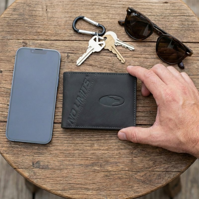 No Limits Men's Genuine Leather Wallet, Aged Vintage Style, With Coin Pocket, With Box — view 9