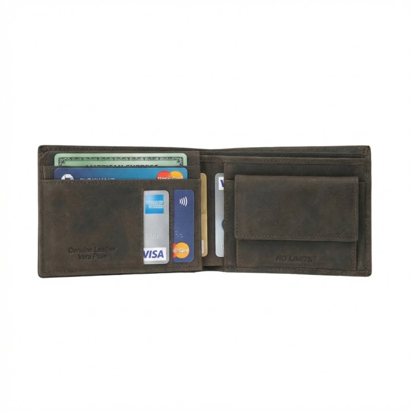 No Limits Cartera de Hombre En Piel Auténtica Efecto Envejecido Estilo Vintage, Con Monedero, con Caja — vista 12