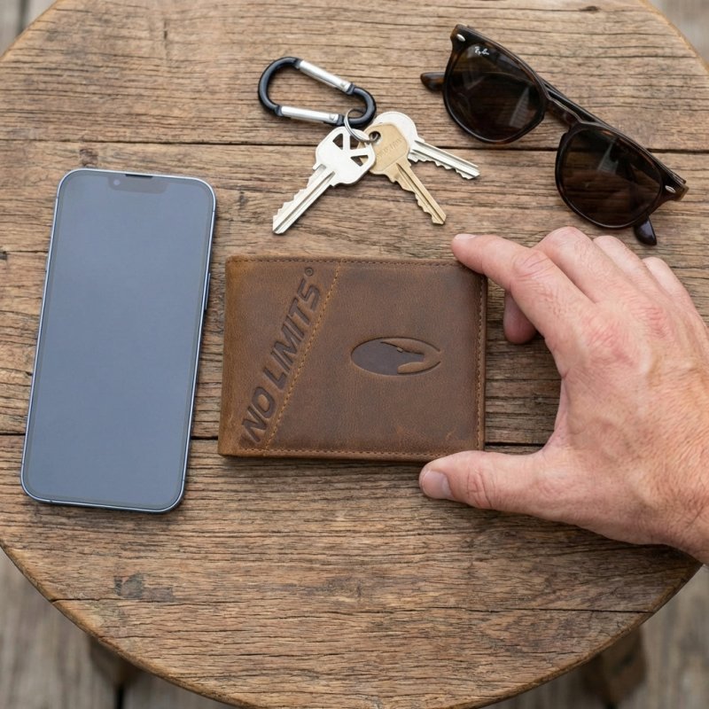 No Limits Cartera de Hombre En Piel Auténtica Efecto Envejecido Estilo Vintage, Con Monedero, con Caja — vista 19