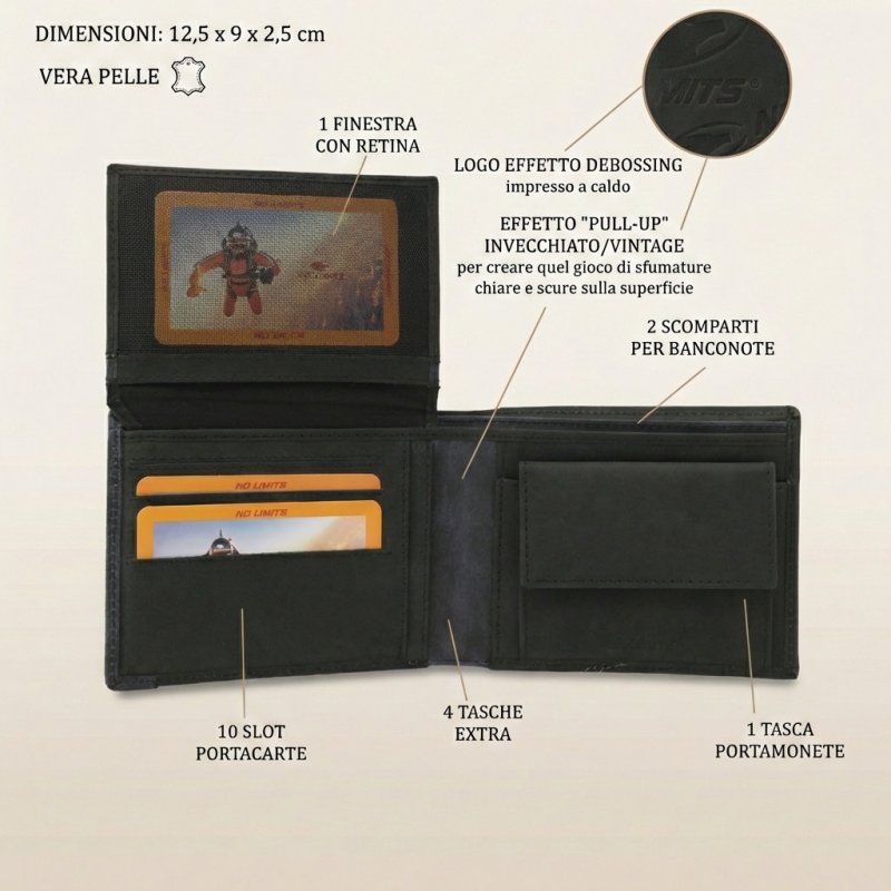 No Limits Herren-Geldbörse aus Echtleder im Vintage-Look, Urban-Vintage-Design, mit Box — Ansicht 7
