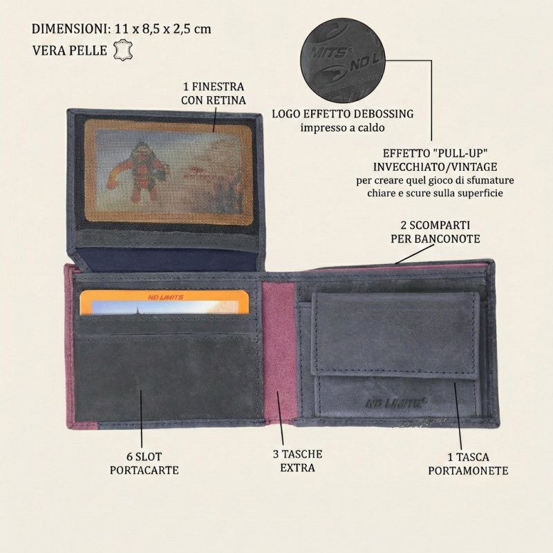 No Limits Herren-Geldbörse aus Echtleder im Vintage-Look, Urban-Vintage-Design, mit Box — Ansicht 22