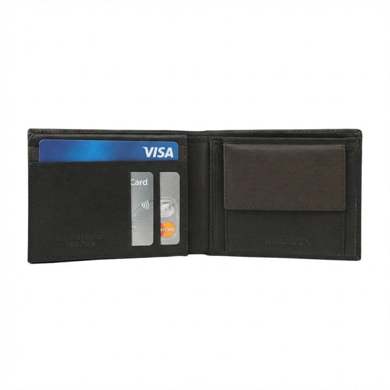 No Limits Cartera de Hombre En Piel Auténtica, Bifold Elegante, Diseño Fino Bicolor, con Caja — vista frontal