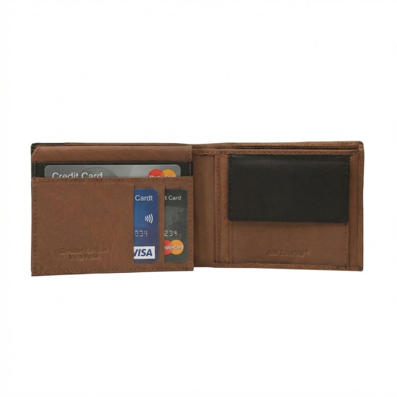 No Limits Men's Genuine Leather Wallet, Elegant Bifold, Slim Two-Tone Design, With Box — logo detail