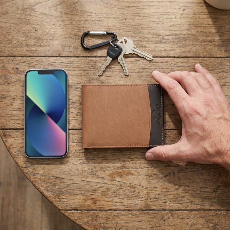 No Limits Cartera de Hombre En Piel Auténtica, Bifold Elegante, Diseño Fino Bicolor, con Caja — vista 8