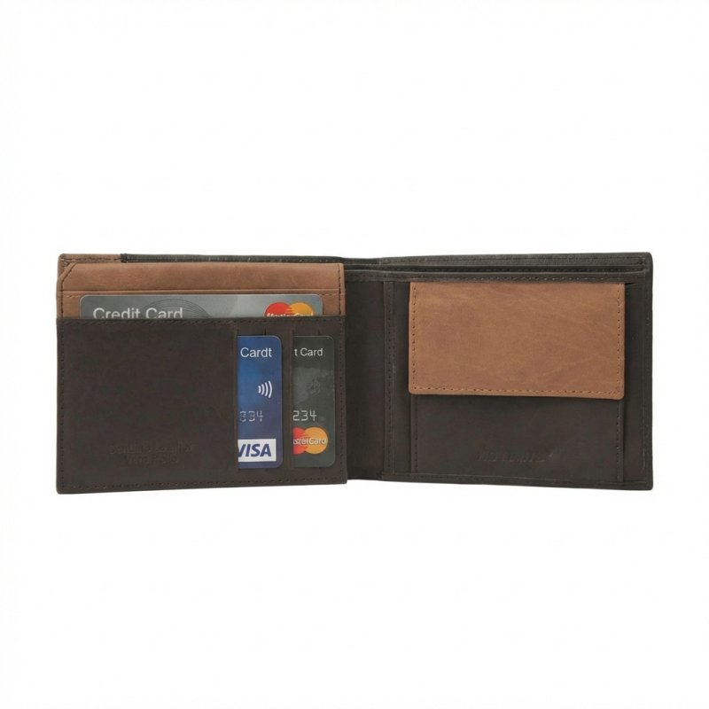 No Limits Herren-Geldbörse aus Echtleder, Elegantes Bifold, Schlankes Zweifarbiges Design, mit Box — Ansicht 10