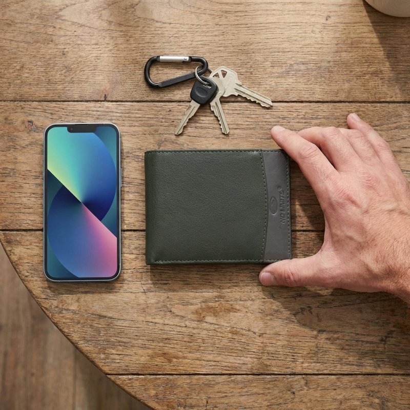 No Limits Portefeuille Homme En Cuir Véritable, Bifold Élégant, Design Fin Bicolore, avec Boîte — vue 16