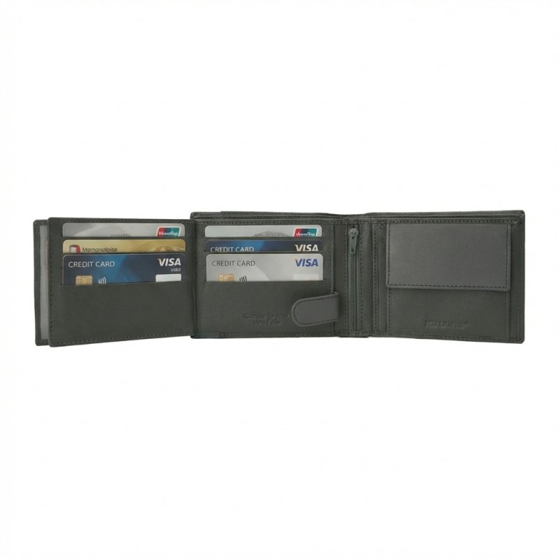 No Limits Men's Genuine Leather Wallet, Elegant, Slim Two-Tone Design, Double Window With Coin Pocket, With Box — back view