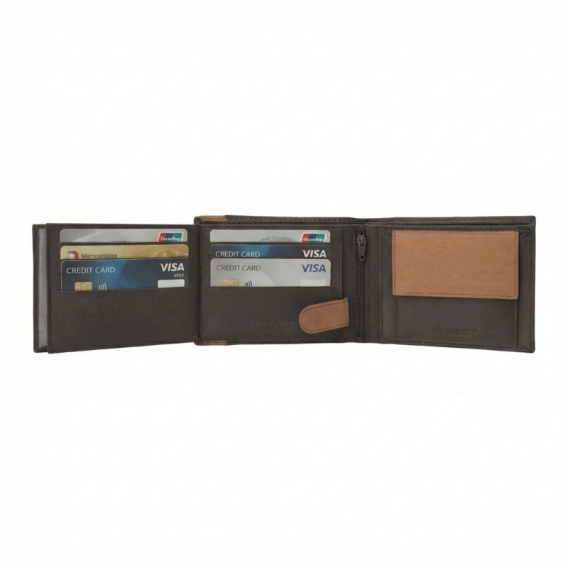 No Limits Portefeuille Homme En Cuir Véritable, Élégant, Design Fin Bicolore, DOUBLE FENÊTRE Avec Porte-Monnaie, av… — vue 15