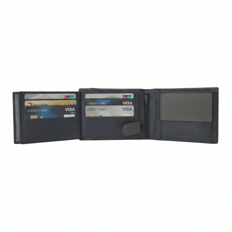 No Limits Cartera de Hombre En Piel Auténtica, Elegante, Diseño Fino Bicolor, DOBLE VENTANA Con Monedero, con Caja — vista 21