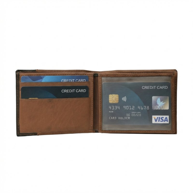No Limits Herren-Geldbörse aus Echtleder, Elegantes Bifold, Schlankes Zweifarbiges Design, ULTRASLIM Mit Mün… — Vorderansicht