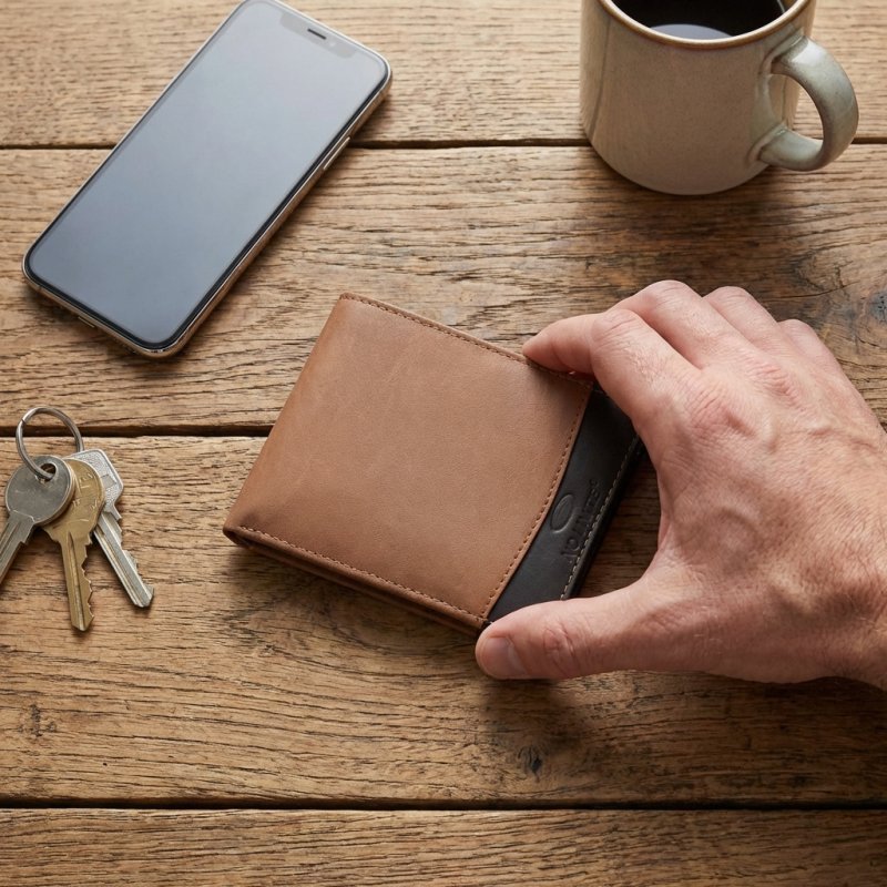 No Limits Herren-Geldbörse aus Echtleder, Elegantes Bifold, Schlankes Zweifarbiges Design, ULTRASLIM Mit Münz… — Innenansicht