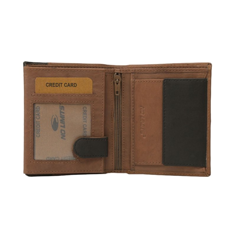 No Limits Men's Vertical Genuine Leather Wallet, Elegant Bifold, Slim Two-Tone Design, With Coin Pocket, With B… — front view