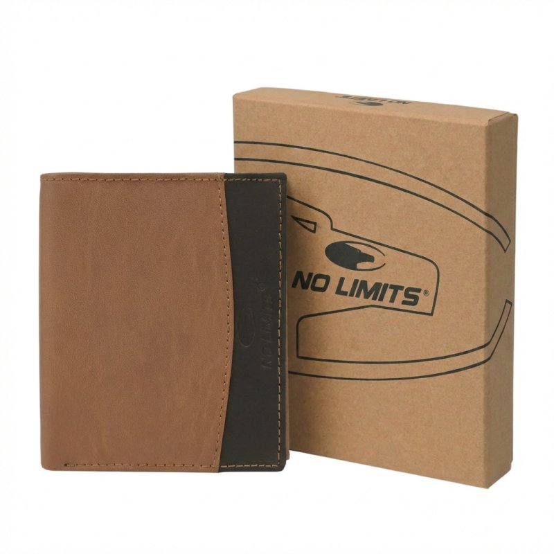 No Limits Men's Vertical Genuine Leather Wallet, Elegant Bifold, Slim Two-Tone Design, With Coin Pocket, With … — logo detail